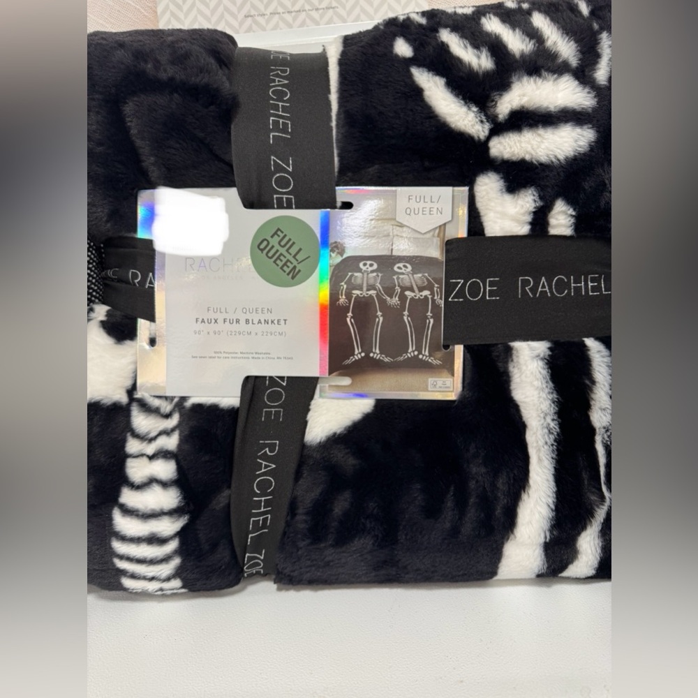 Rachel Black and White Faux Fur Blanket